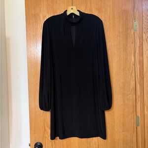 White House Black Market Black Long-Sleeve Keyhole Shift Dress